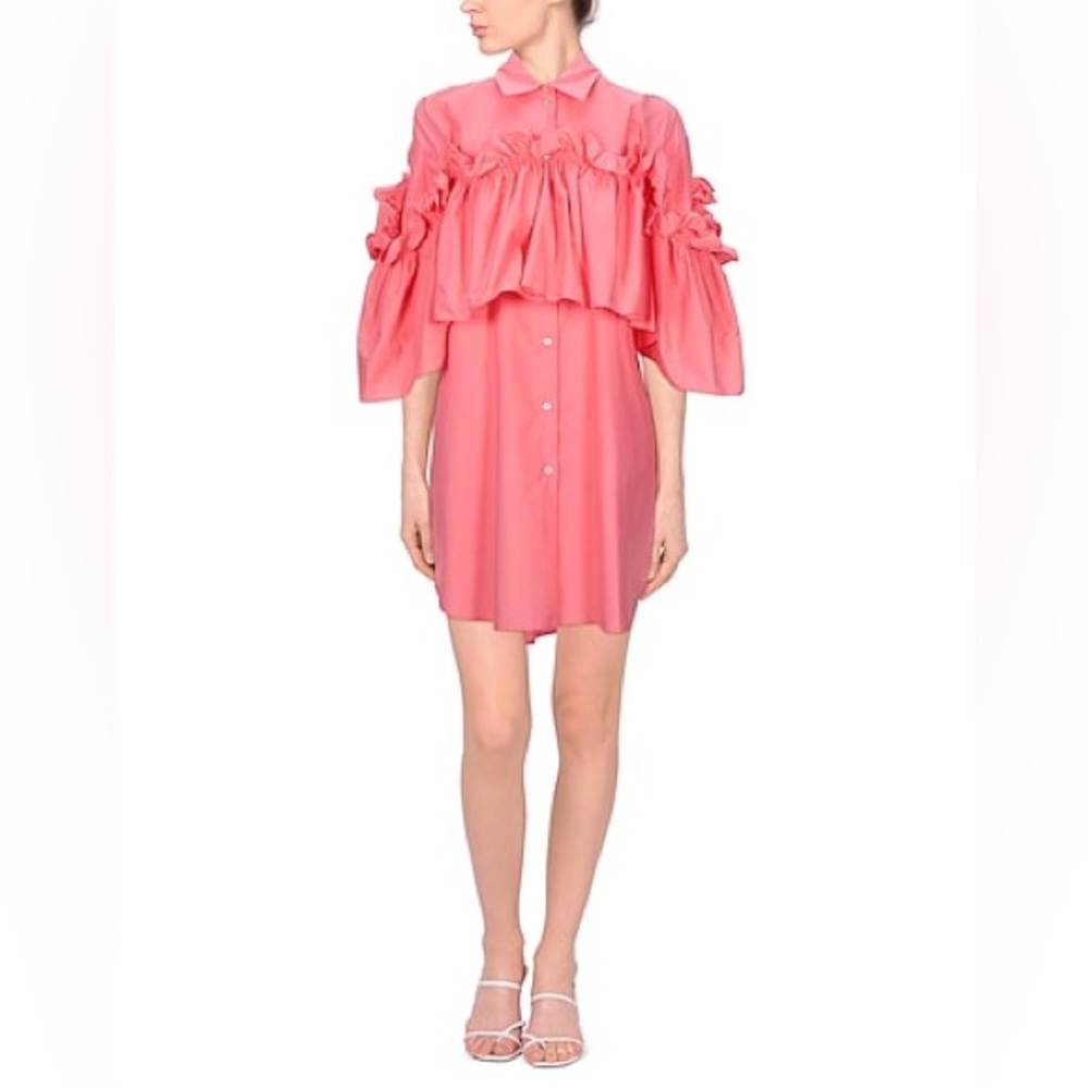 Maison Martin Margiela Pink Ruffled Popover Shirt Dress